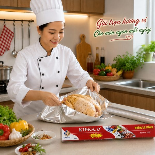Giấy Bạc KINGCO K45 ( Nhôm Lá Mỏng Kingco 45cm ) 8 Giấy Bạc KINGCO K45 KATIPAC Bọc Gà Nướng 45cm